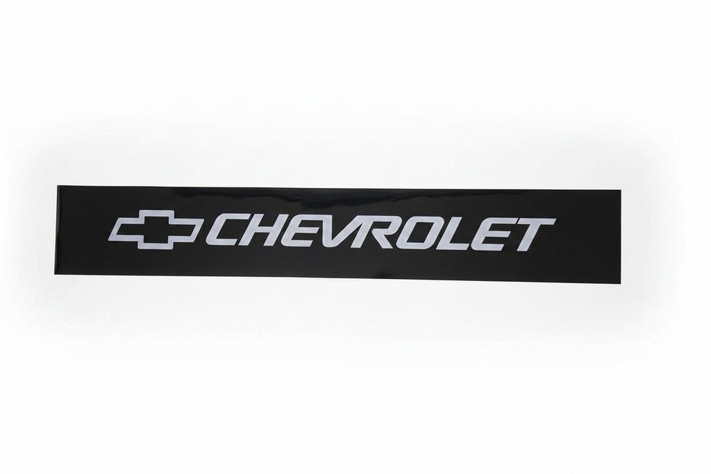 Grey GY Chevrolet Grey Lettering Blk Background Vinyl Sticker