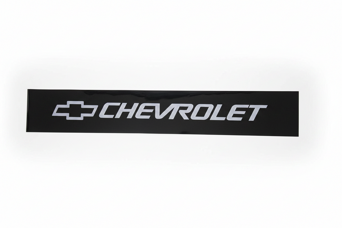 Grey GY Chevrolet Grey Lettering Blk Background Vinyl Sticker