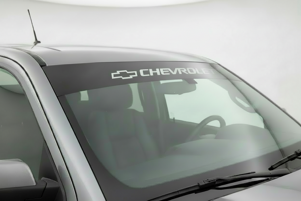 Grey GY Chevrolet Grey Lettering Blk Background Vinyl Sticker