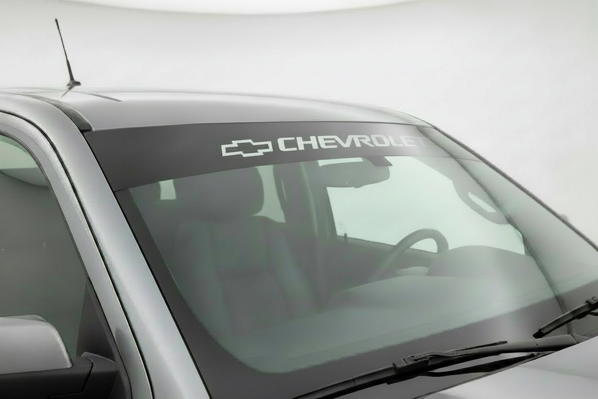 Grey GY Chevrolet Grey Lettering Blk Background Vinyl Sticker
