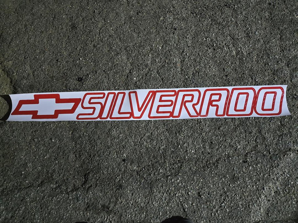 WHT/RD Silverado Outline Cut Out Silverado Tailgate Vinyl Sticker