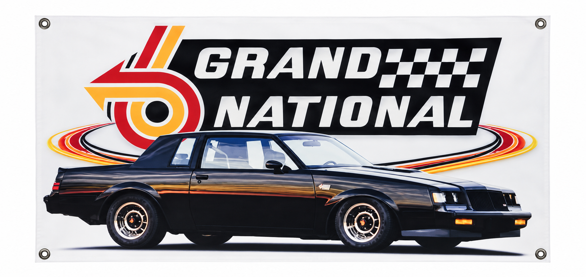 Black Buick Grand National Automotive Wall Poster, 38 x 18 in, Garage and Man Cave Decor - product view