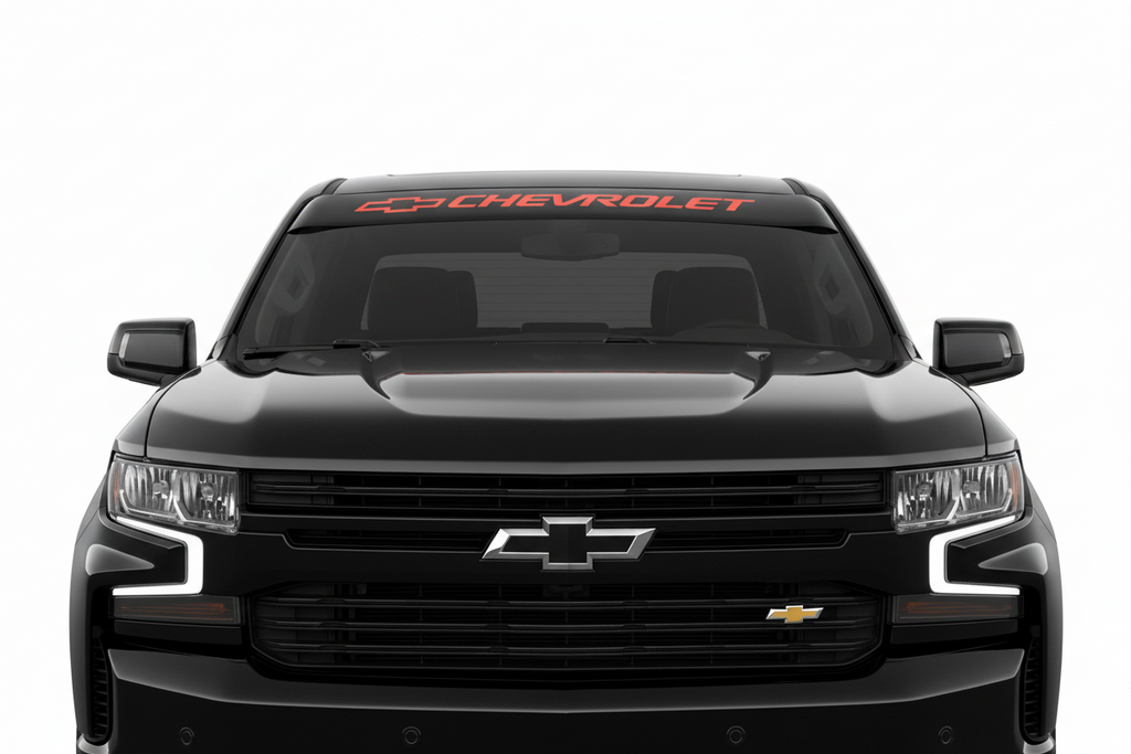 Red RD Chevrolet Logo Red Letters Black Background Vinyl Sticker