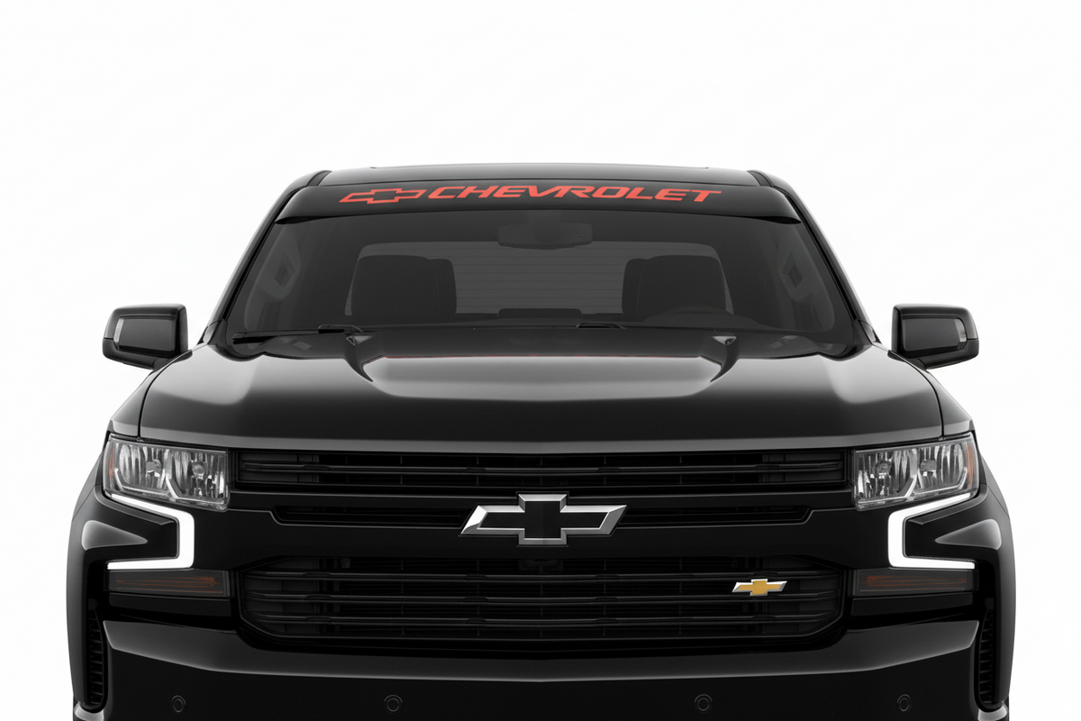 Red RD Chevrolet Logo Red Letters Black Background Vinyl Sticker
