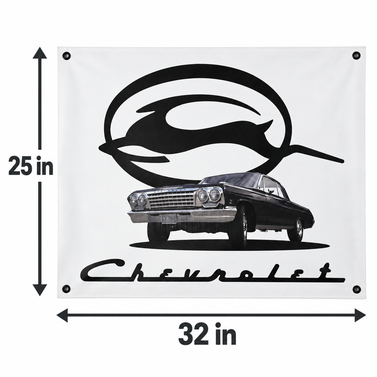 Black 1964 Chevrolet Impala wall poster — 32 by 25 inch measurements