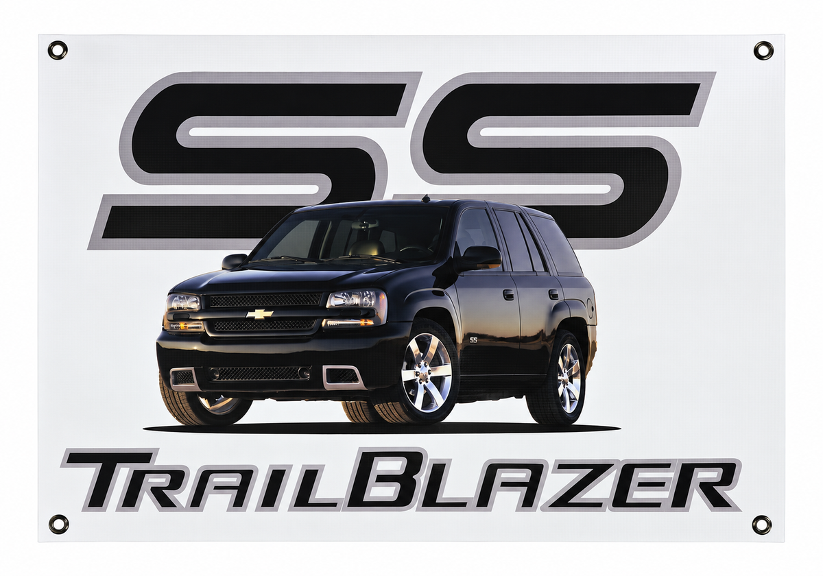 Black 2006-2009 Chevrolet Trailblazer SS Automotive Wall Banner, 30 x 21 in, Garage and Man Cave Decor - product view