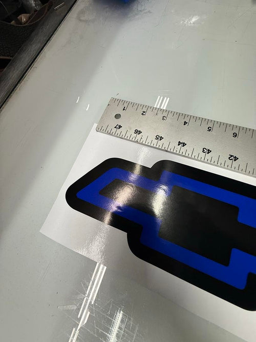 Blue Chevrolet C/k Tailgate Vynil With Masking Tape Vinyl Sticker