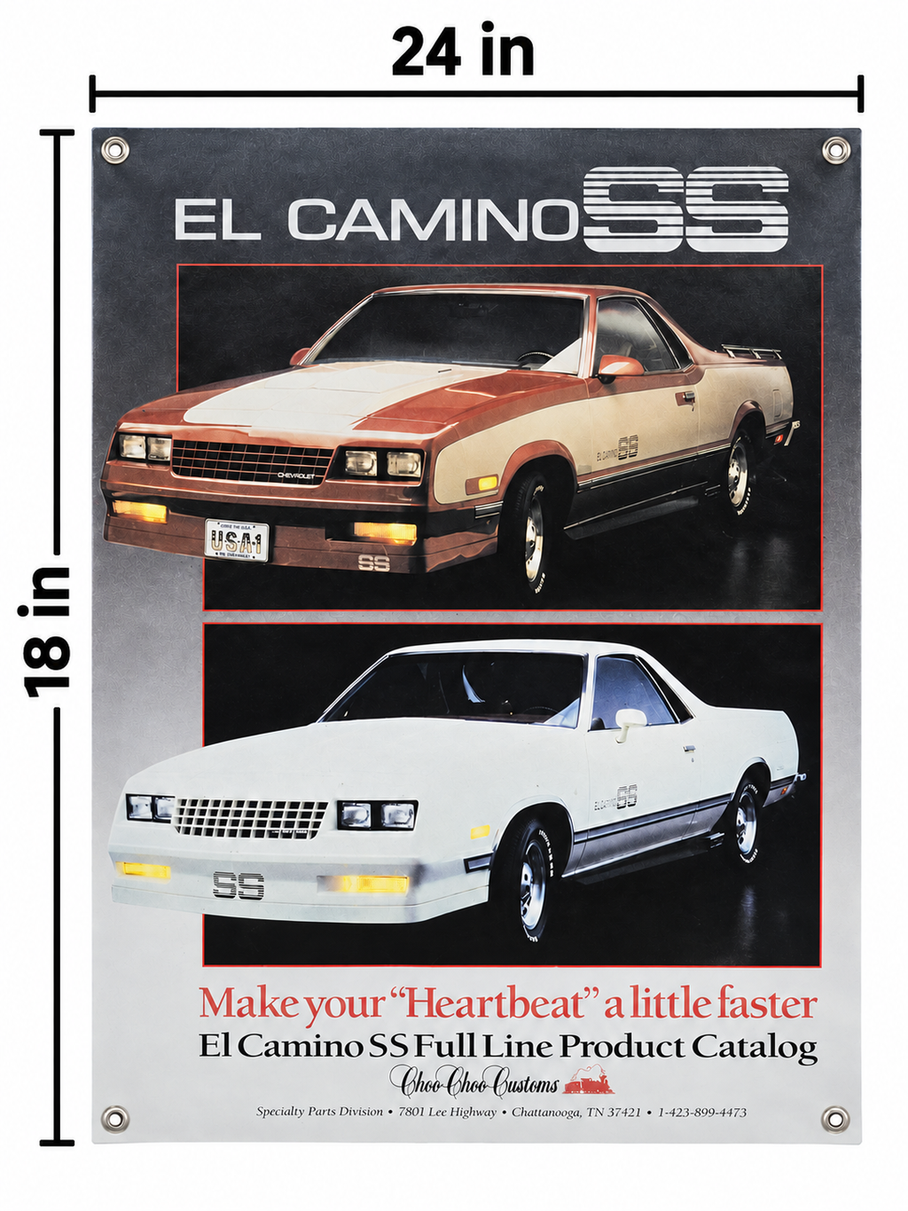 Chevrolet El Camino SS Magazine Automotive Wall Poster, 24 x 18 in, Garage and Man Cave Decor - dimensions