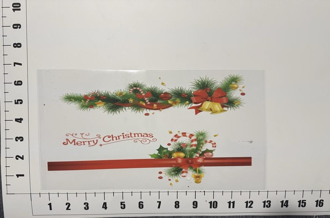 Merry Christmas Wreath Candy Cane Ornaments UV Sticker