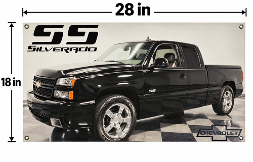 Black 2003-2006 Chevrolet Silverado SS Automotive Wall Poster, 28 x 18 in, Garage and Man Cave Decor - dimensions