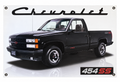 Black Chevrolet 454 SS Pickup Automotive Wall Poster, 28 x 18 3/4 in, Garage and Man Cave Decor - product view