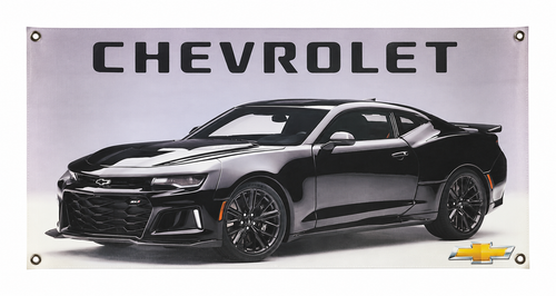Black Chevrolet Camaro ZL1 Automotive Wall Poster, 32 x 17 in, Garage and Man Cave Decor - product view
